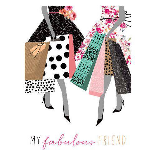Pictura Sara Miller shopping bags birthday card featuring colorful, stylish shopping bags design for friends.